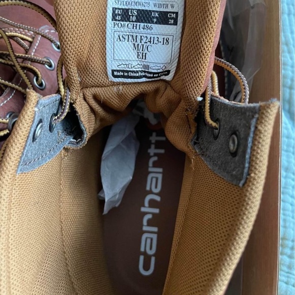 10W Carhartt Men's 6 Inch Waterproof Wedge Steel Toe Work Boot, Tan, 10 Wide - Picture 4 of 8